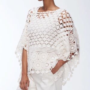 Chico’s Boho Cream Crochet Lace Top.  Size XL